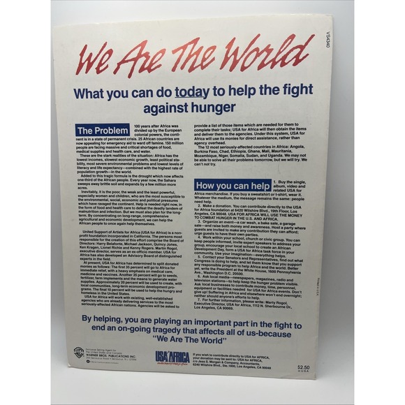 We Are The World Sheet Music Piano Voice Guitar Michael Jackson Lionel Richie - Picture 2 of 3